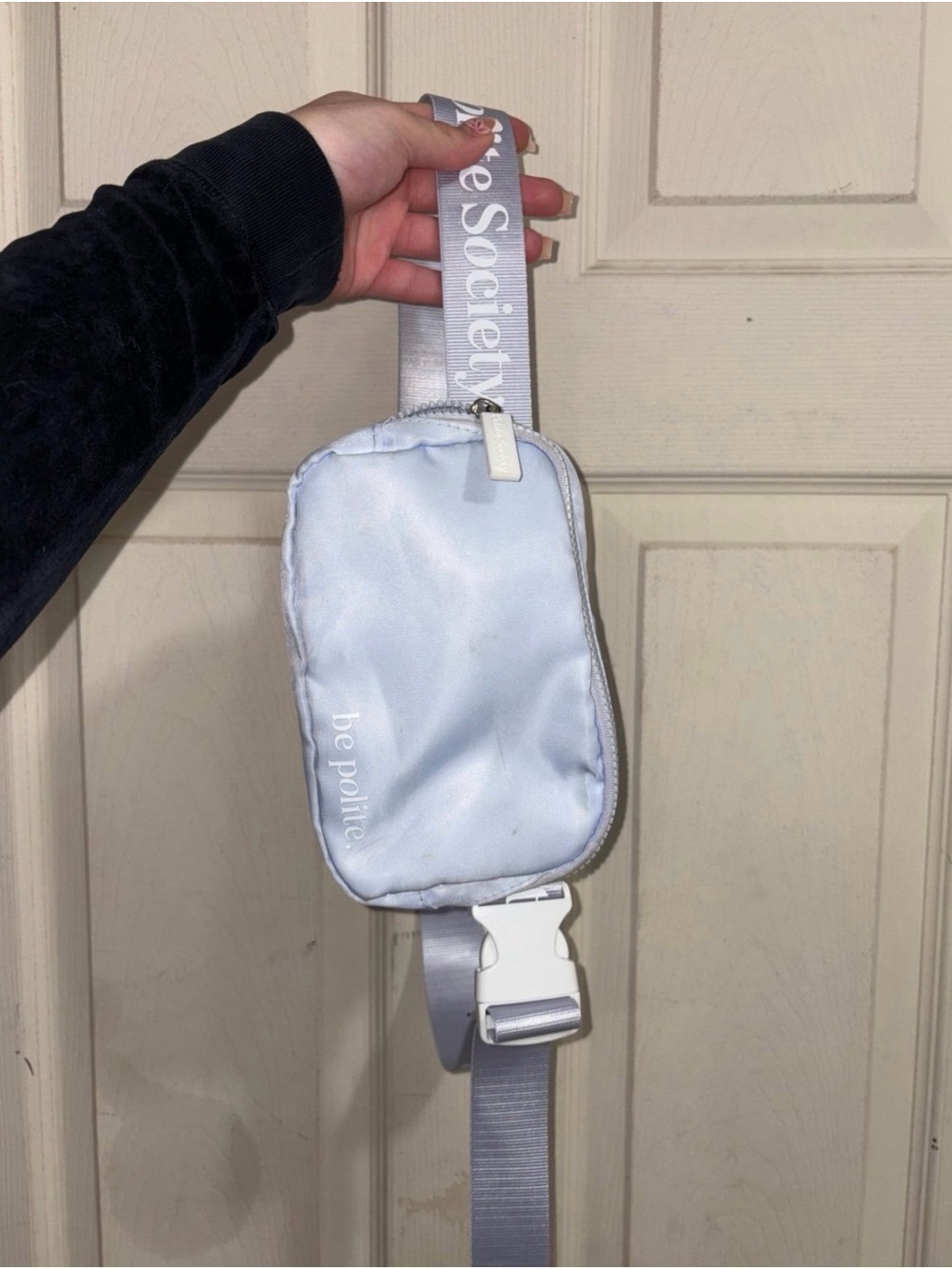 Polite Society Brand Light Blue Crossbody Pouch - "be polite."
